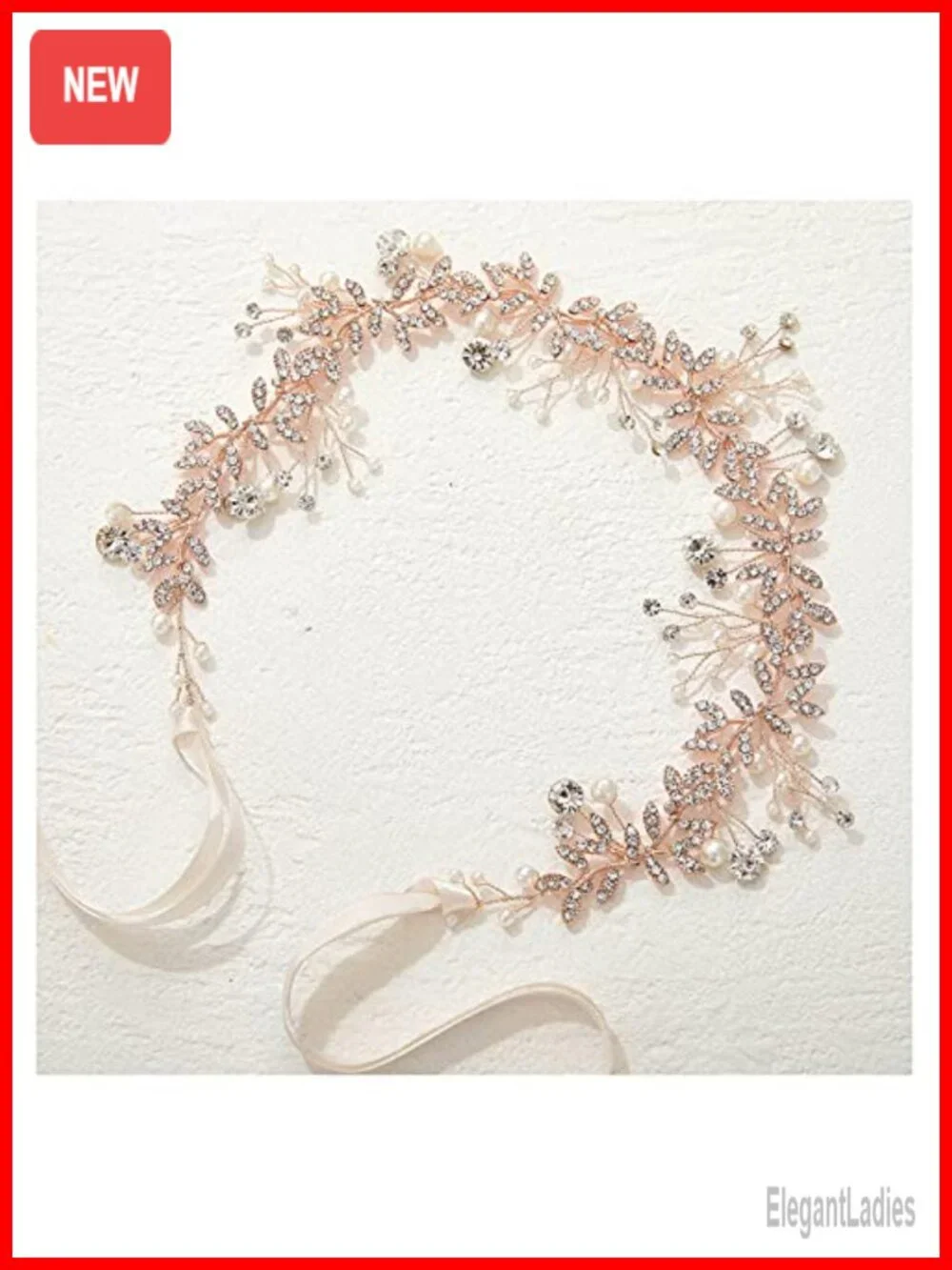 Bridal Headband Hair Vine with Crystal and Pearl Details